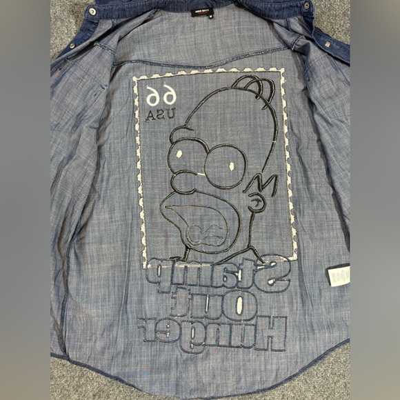 Miss Sixty Diamond The Simpsons Homer long sleeve button up shirt Size M - Picture 7 of 15